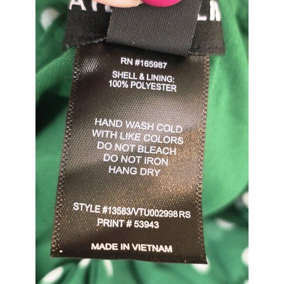 Kate and Lily Dress Women's Size 4 Green Polka Dot Sleeveless High Neck Ruffle - Picture 12 of 13